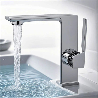 WJNMONE Matte Gray Brass Bathroom Basin Faucet – Hot & Cold