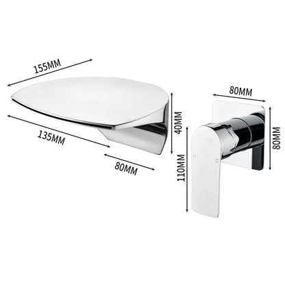 Wall-Mounted Waterfall Basin Faucet – Chrome Brass Single Handle
