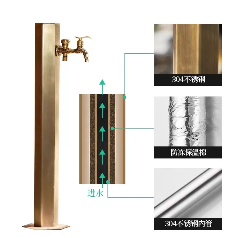 Stainless Steel Outdoor Deck Faucet Single Hole Garden Tap Cold