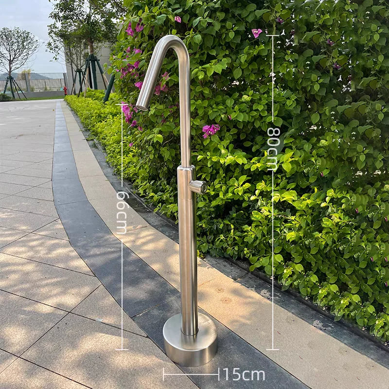 Stainless Steel Outdoor Column Faucet Floor Standing Garden Tap
