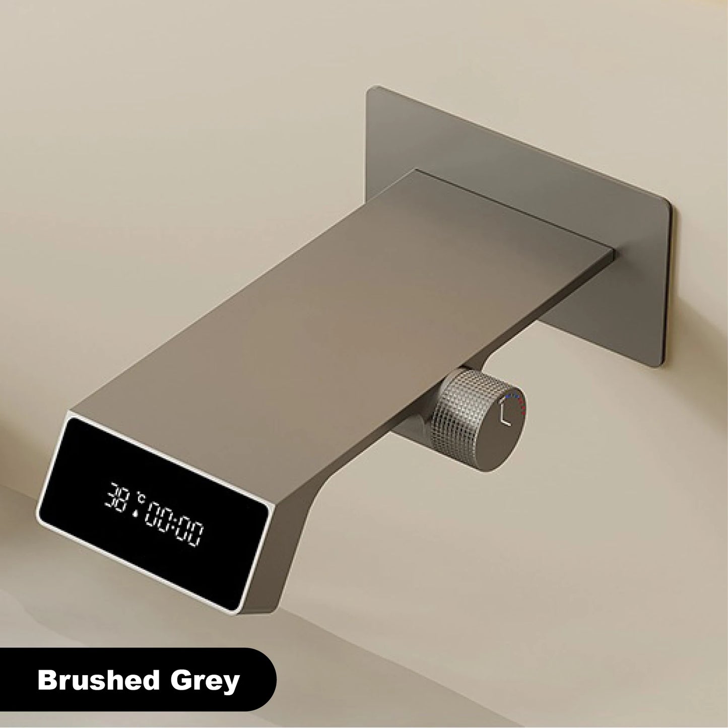 Gun Grey LED Digital Bathroom Faucet Waterfall Mixer Tap