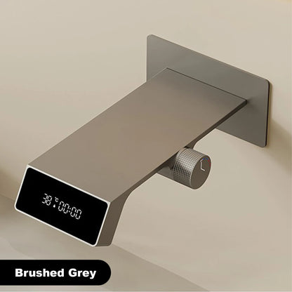 Gun Grey LED Digital Bathroom Faucet Waterfall Mixer Tap