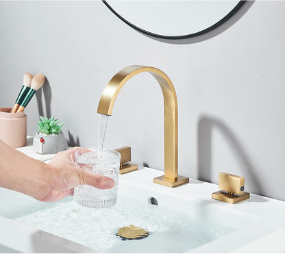 Brushed Gold Bathroom Basin Faucet Hot Cold Mixer Sink Tap