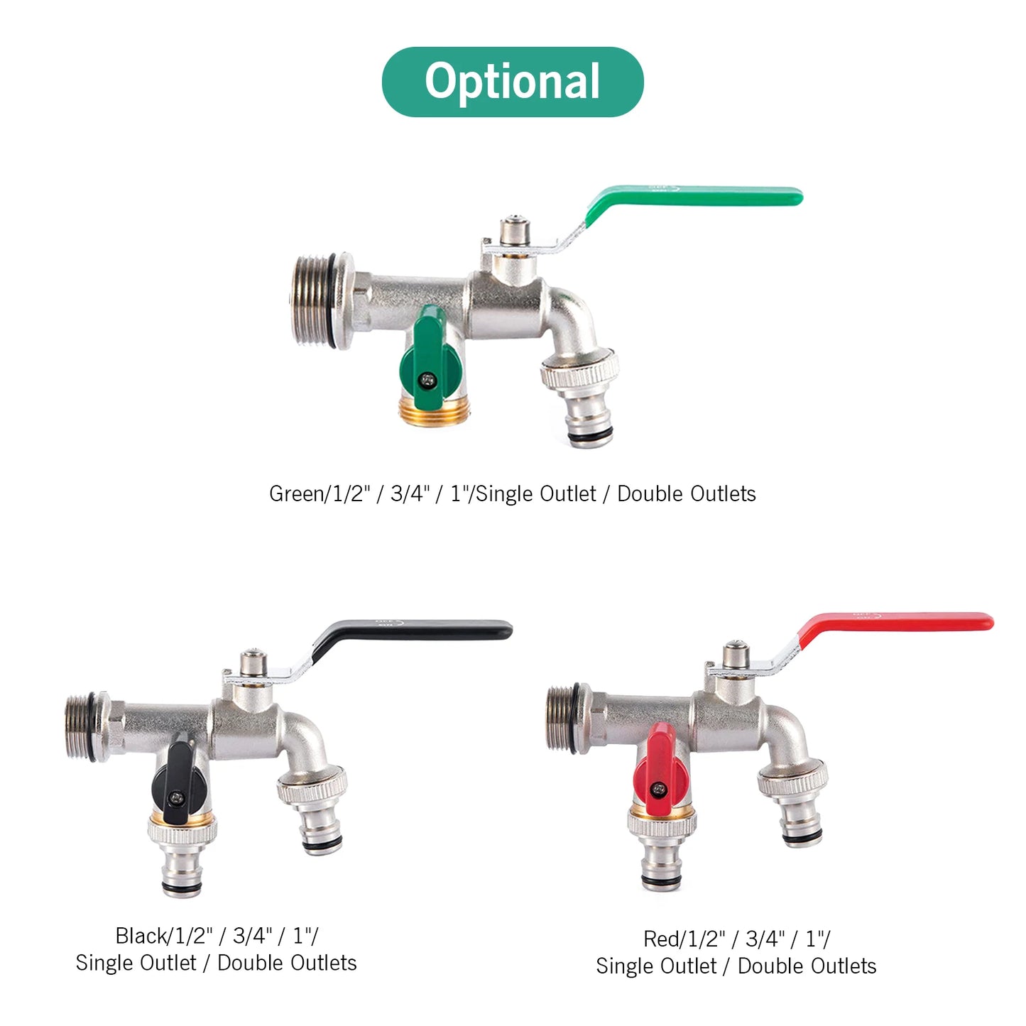 Brass Double Tap Faucet 3/4 Inch Dual Outlet Garden Valve Splitter