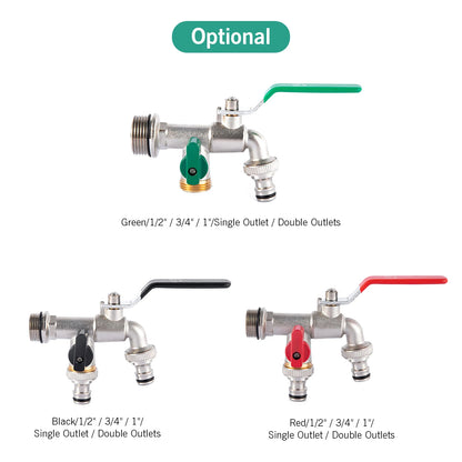 Brass Double Tap Faucet 3/4 Inch Dual Outlet Garden Valve Splitter