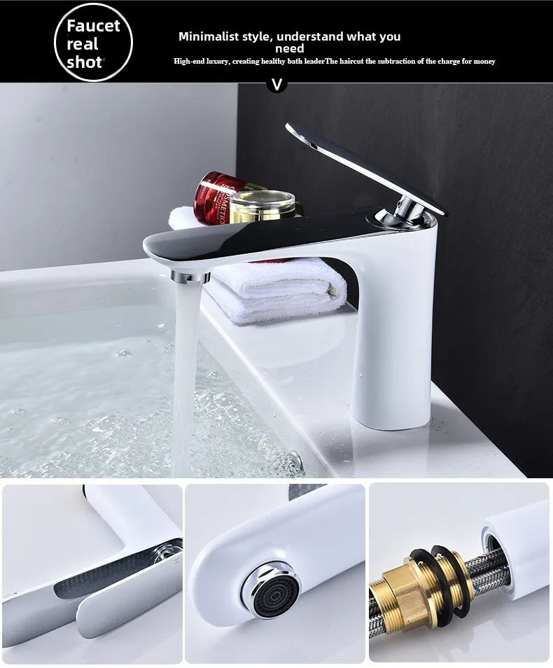 Brass Bathroom Basin Faucet Hot Cold Water Mixer Sink Tap