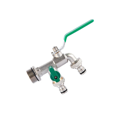 Brass Double Tap Faucet 3/4 Inch Dual Outlet Garden Valve Splitter