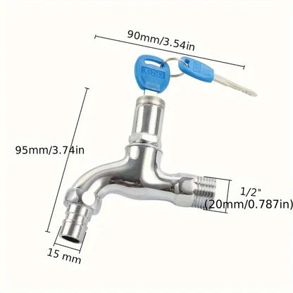 Lockable Outdoor Faucet 1/2 Inch Alloy Tap with Key Anti Theft