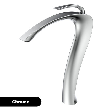 Chrome Luxury Brass Bathroom Vanity Faucet Modern Deck Mounted Basin Tap With Anti-Leak Ceramic Valve Hot/Cold Water Control