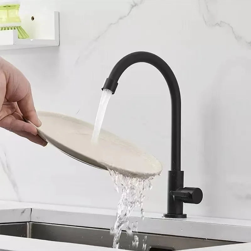 Stainless Steel Single Cold Kitchen Faucet – Single Handle, Deck Mounted