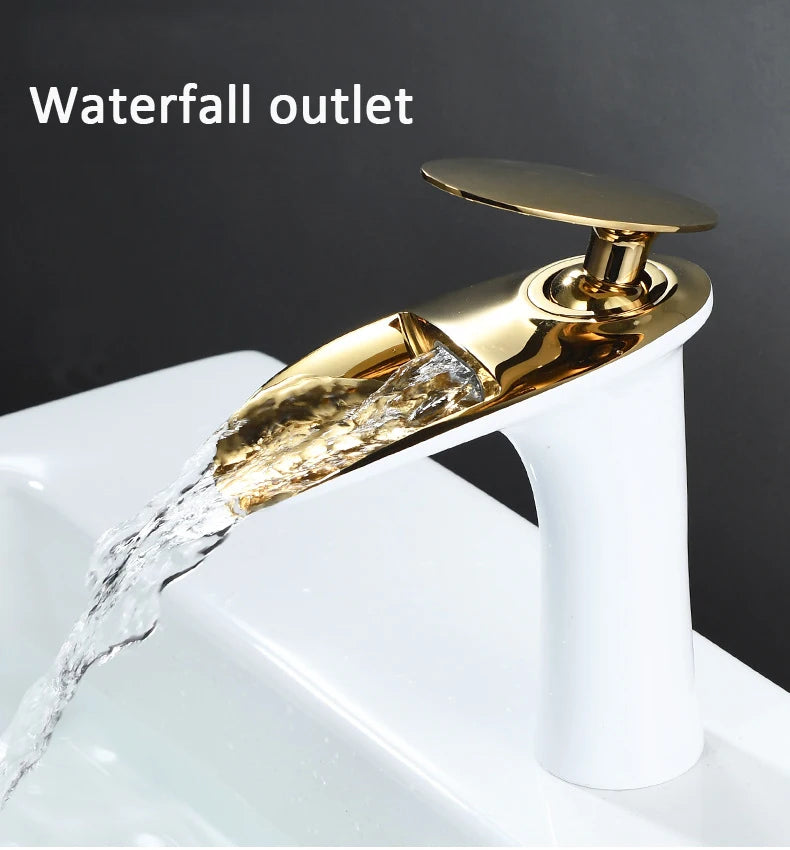 Antique Brass Waterfall Bathroom Faucet – Single Handle Basin Mixer Tap