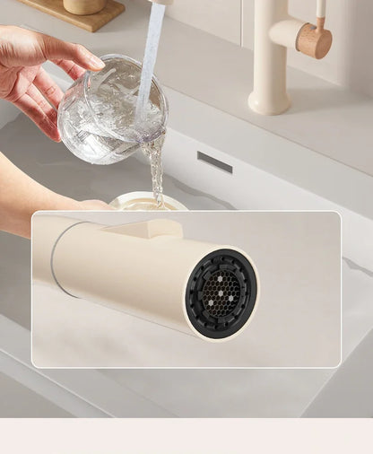 Cream Pull Out Kitchen Faucet Hot Cold Rotating Mixer Tap