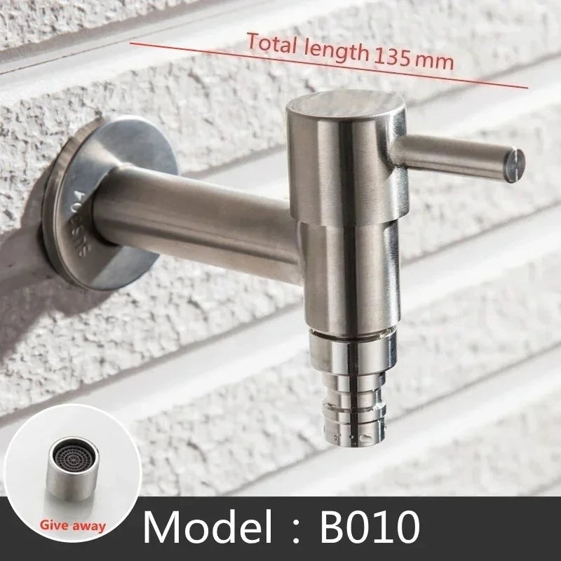 304 Stainless Steel Wall Mount Garden Faucet Brushed Outdoor Tap
