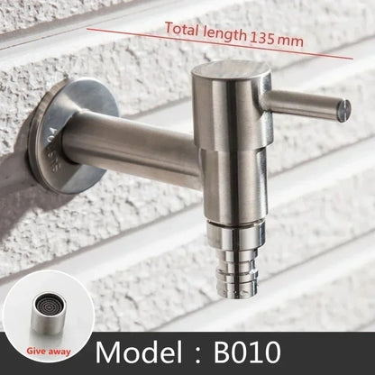 304 Stainless Steel Wall Mount Garden Faucet Brushed Outdoor Tap
