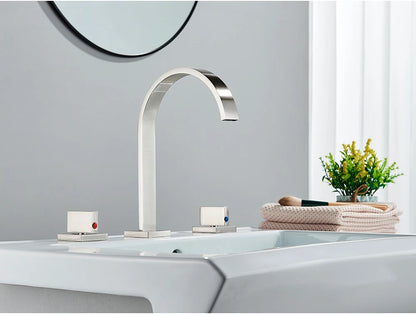 Brushed Gold Bathroom Basin Faucet Hot Cold Mixer Sink Tap