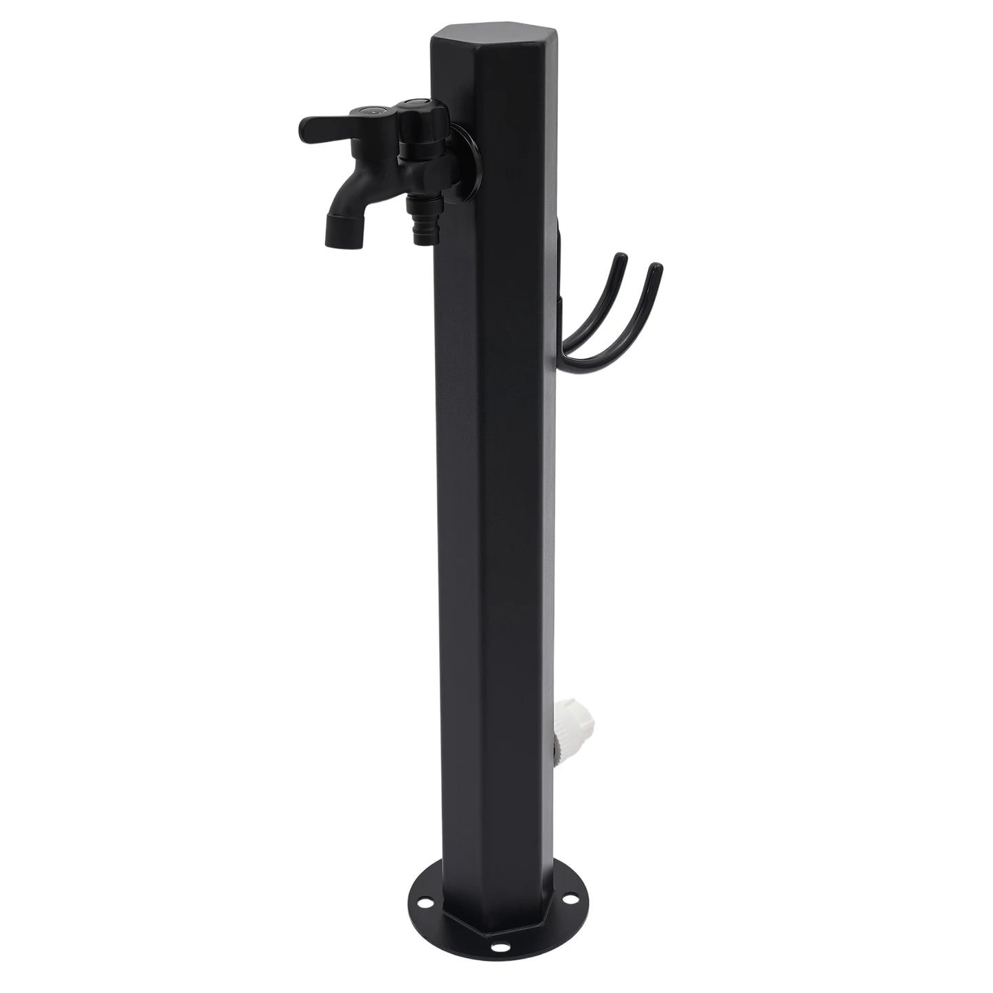 Hexagonal Outdoor Column Faucet 304 Steel Dual Outlet Floor Mount