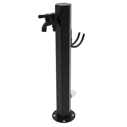 Hexagonal Outdoor Column Faucet 304 Steel Dual Outlet Floor Mount