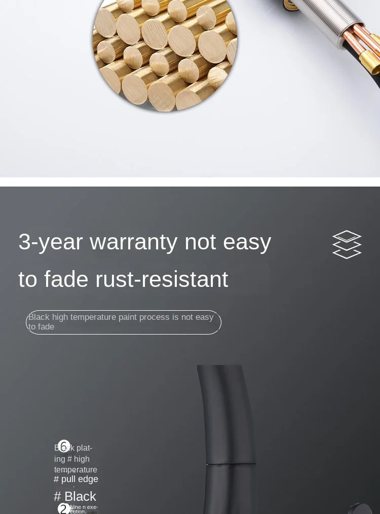 BAKALA Pull-Out Kitchen Faucet – Single Handle, 360° Swivel, Hot & Cold