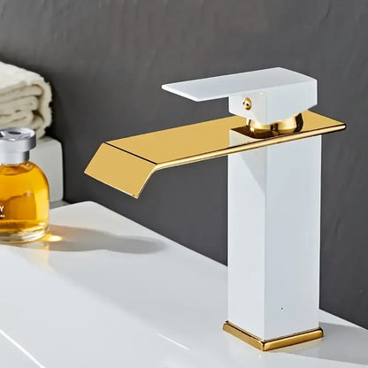 Luxury Glam Style Waterfall Bathroom Sink Faucet - 304 Stainless Steel, Cold and Hot Water Mixer Tap with Chrome Finish,