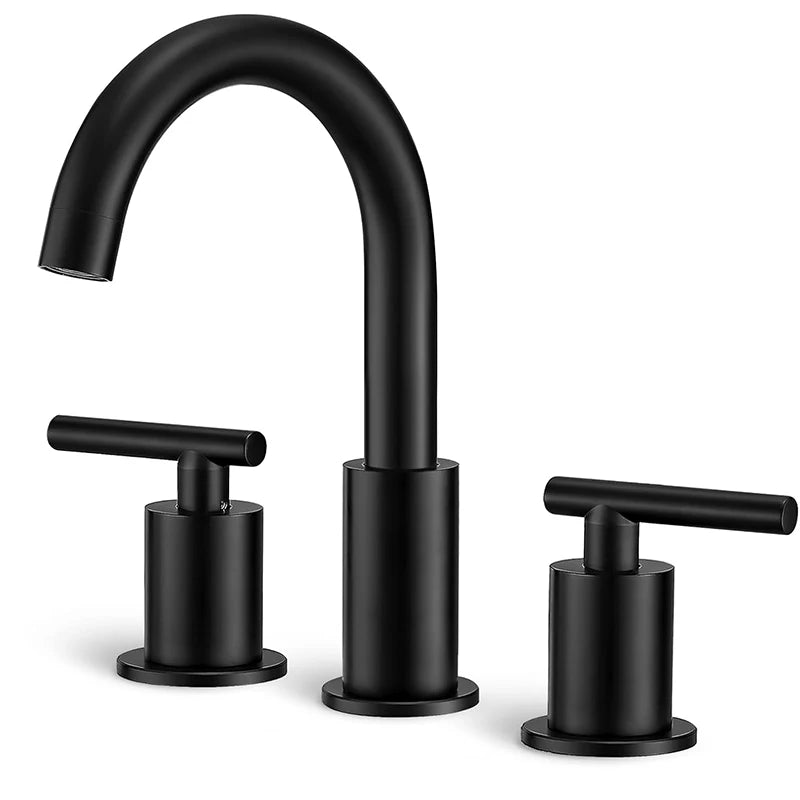 Solid Brass Bathroom Basin Faucet Dual Handle 3 Hole Tap