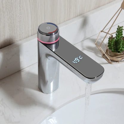 OUBONI Black Digital Display Basin Faucet – Hot & Cold Mixer, Modern Chrome Design
