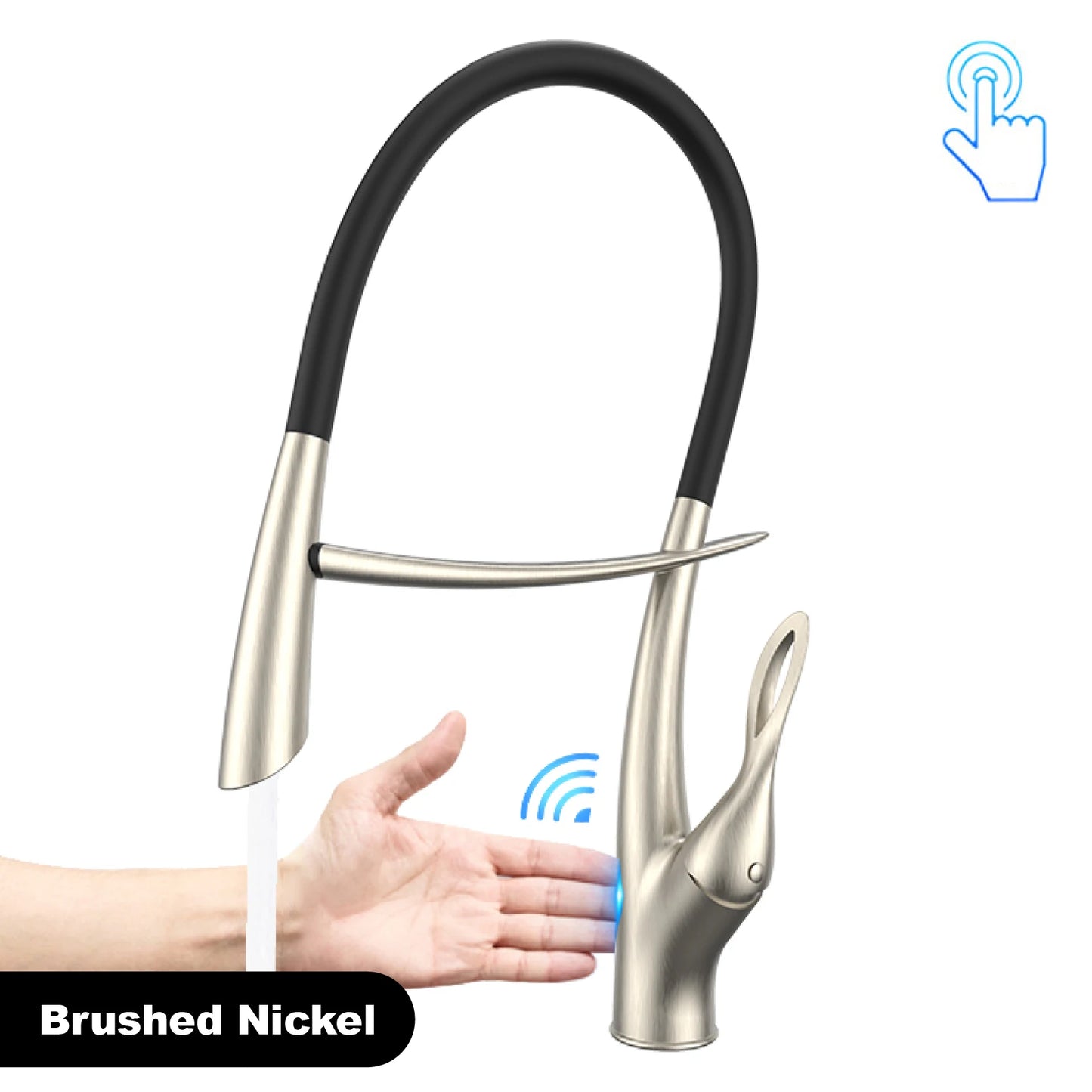 Gestan brass brushed gold kitchen faucet with touch switch design, single handle ceramic valve core, hot and cold water sink Tap