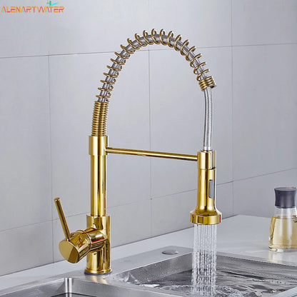 Matte Black Pull-Out Kitchen Faucet 360° Mixer Tap