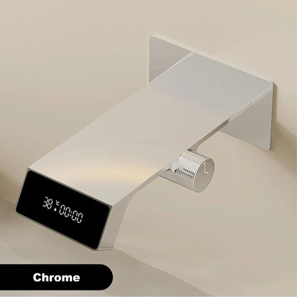 Gun Grey LED Digital Bathroom Faucet Waterfall Mixer Tap
